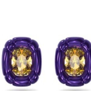 Swarovski Dulcis clip earrings, Cushion cut, Purple